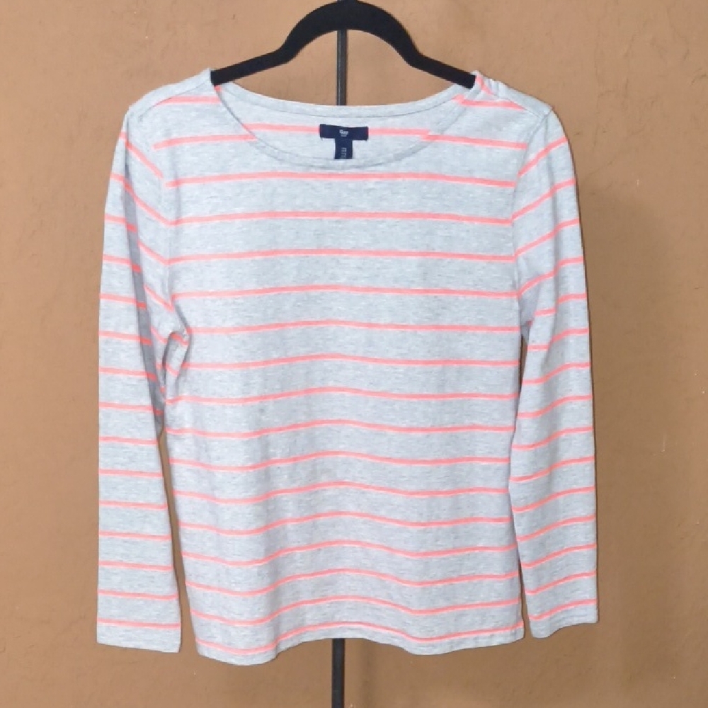 GAP Gray and Pink Striped Long Sleeve Top Size Small